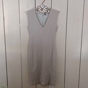 Lanvin off white silkblend pencil dress with zip fastening at the back.